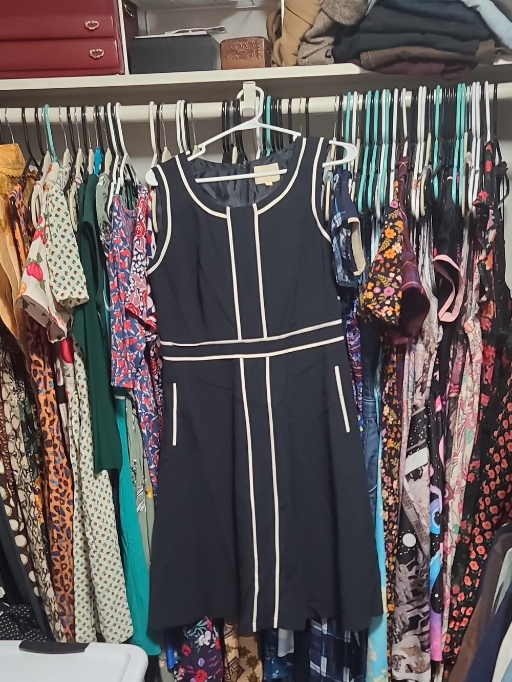 ModCloth Navy Dress with White Trim Pockets Large